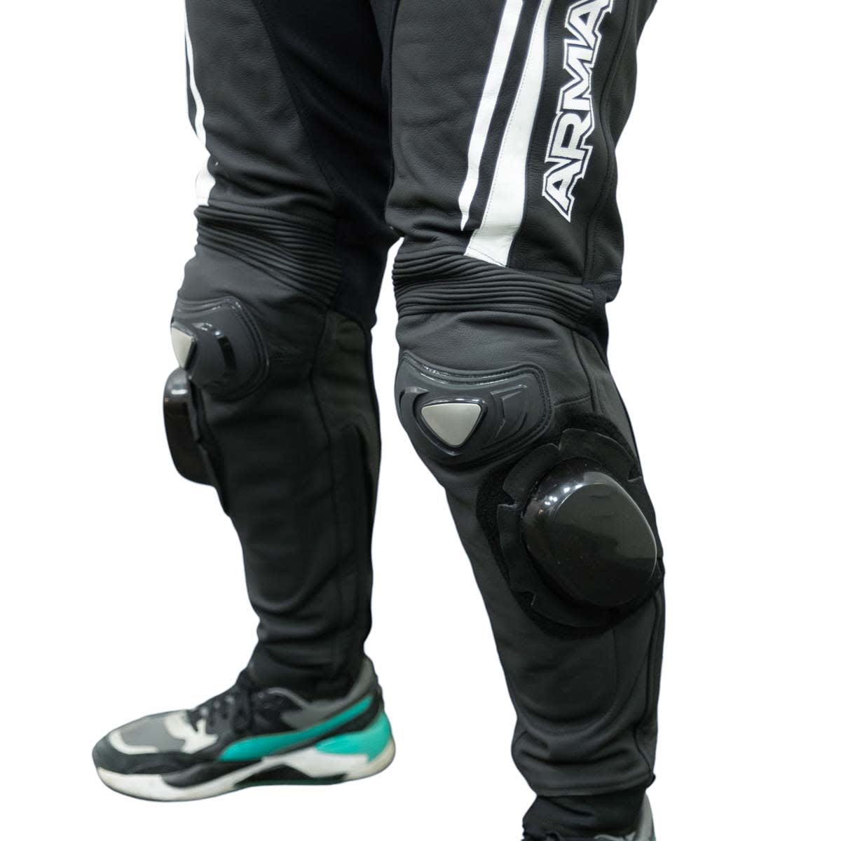 Pantalon moto armad gear steel cuero racing con sliders