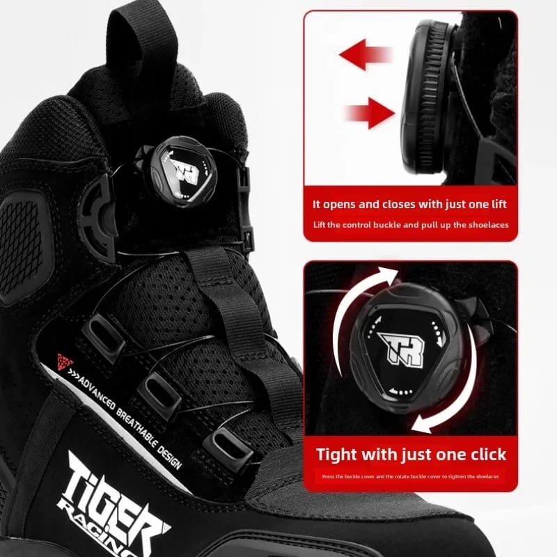 Botas Para Moto tiger racing r1 negro con caña urbanas