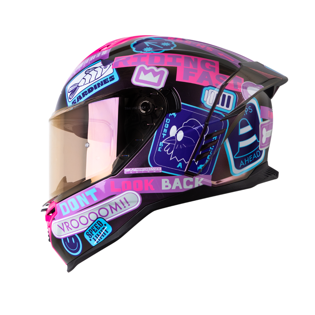 Casco moto shaft sh-598 randomizer cam mr integral sun visor