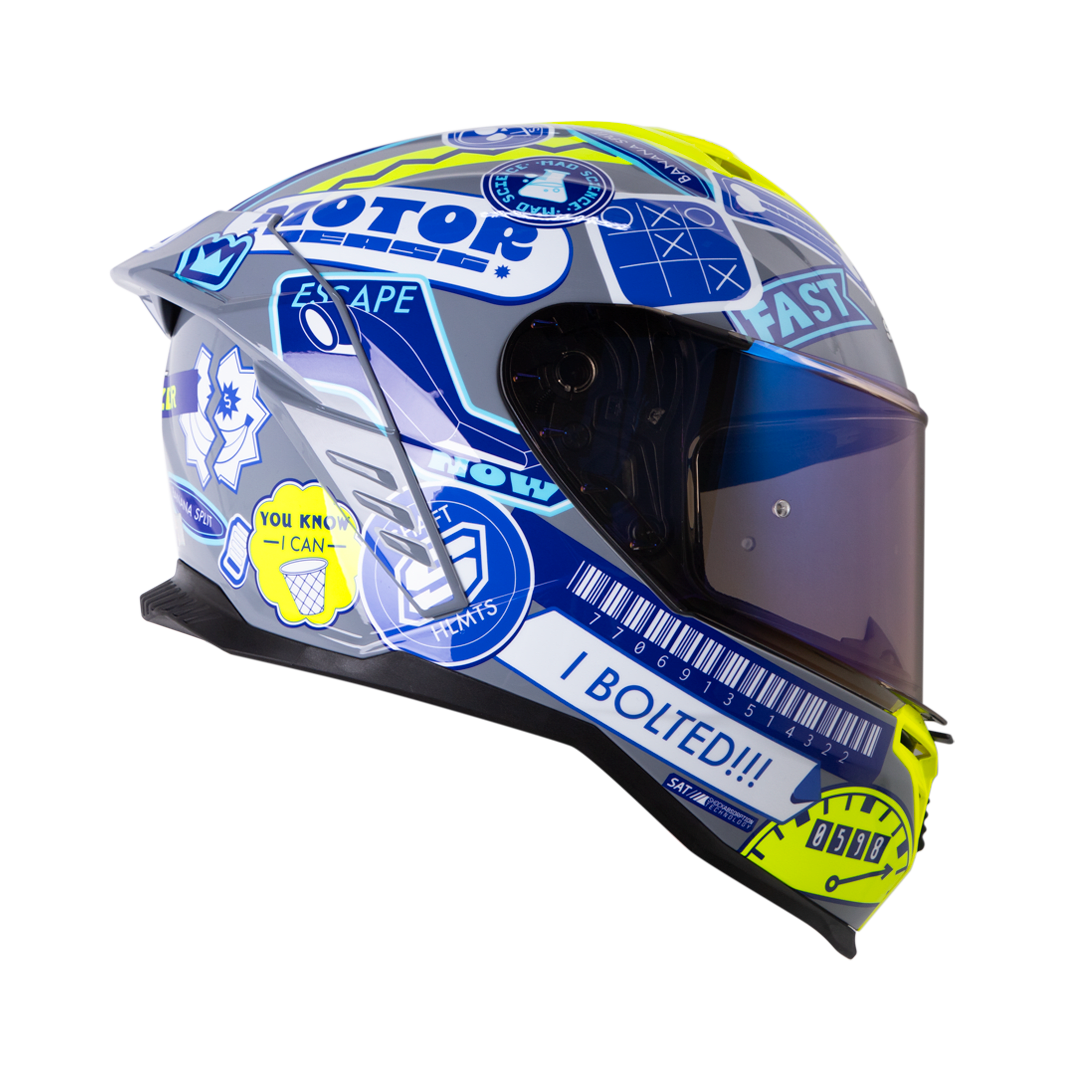 Casco moto shaft sh-598 randomizer gr.os az integral sun visor