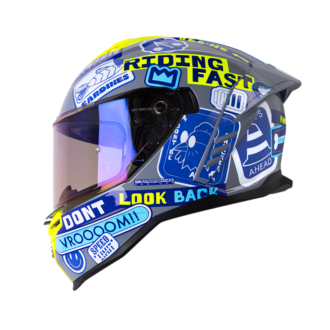 Casco moto shaft sh-598 randomizer gr.os az integral sun visor