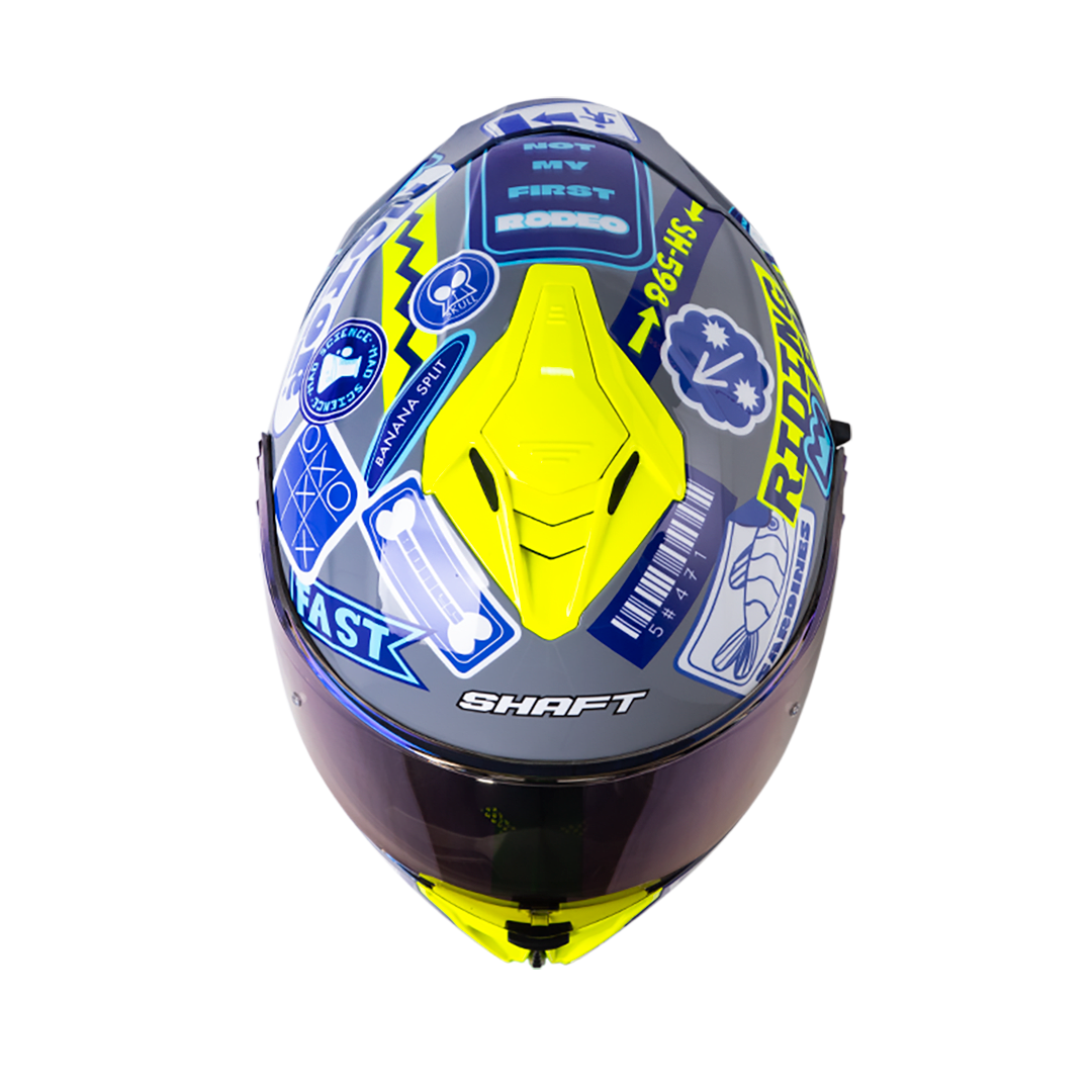 Casco moto shaft sh-598 randomizer gr.os az integral sun visor