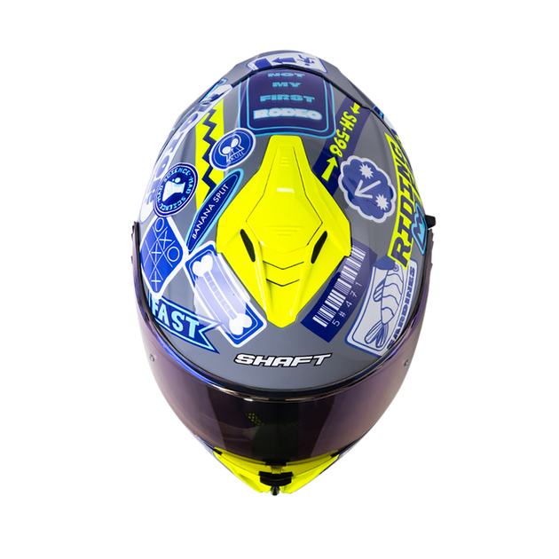Casco moto shaft sh-598 randomizer gr.os az integral sun visor