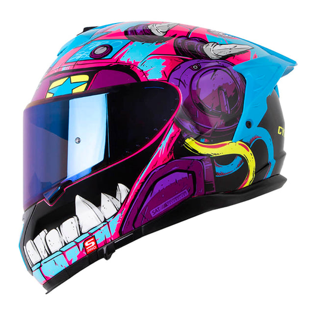 Casco moto shaft pro 610dv evo cyberpunk fc.b az integral sun visor