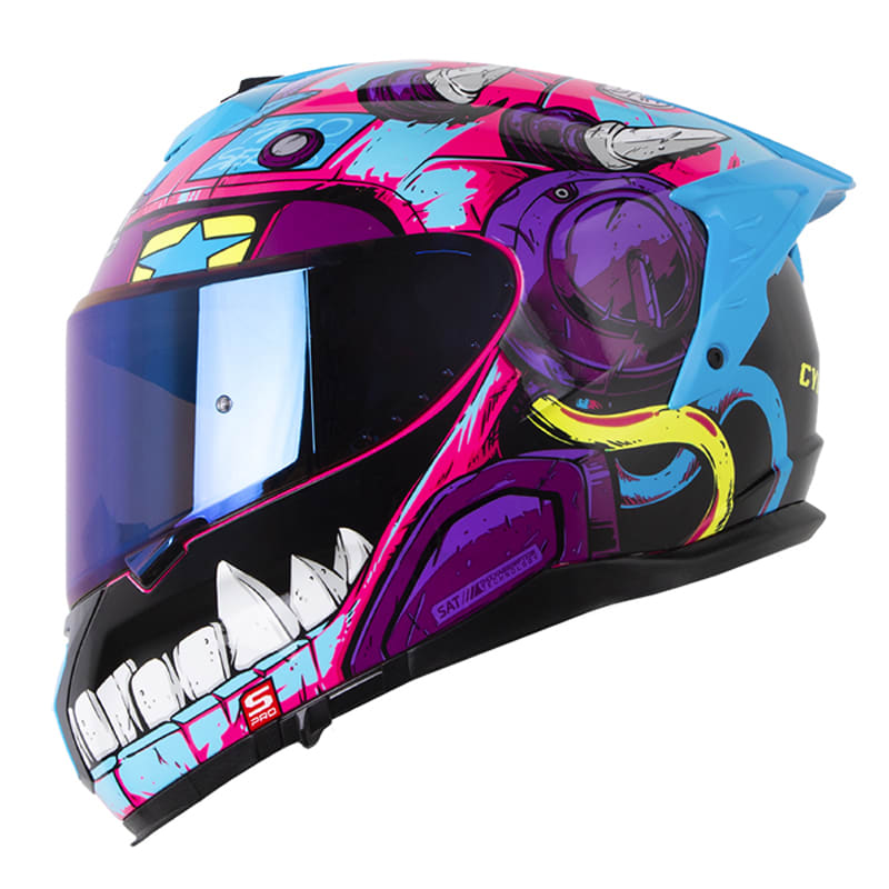 Casco moto shaft pro 610dv evo cyberpunk fc.b az integral sun visor