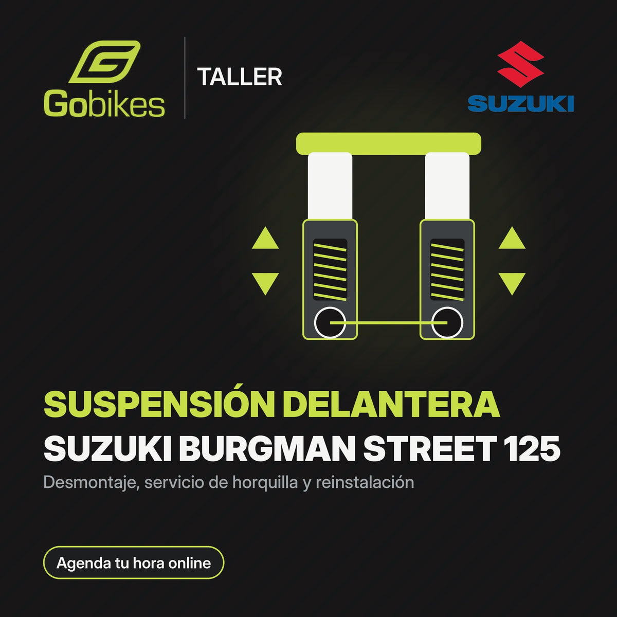 Servicio de suspensión delantera Suzuki Burgman Street 125