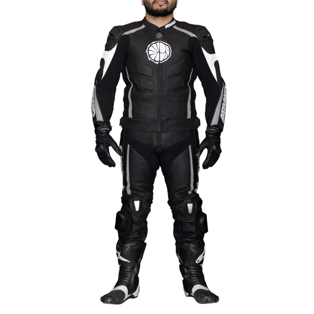 Traje mono cuero moto armad 2 piezas competición