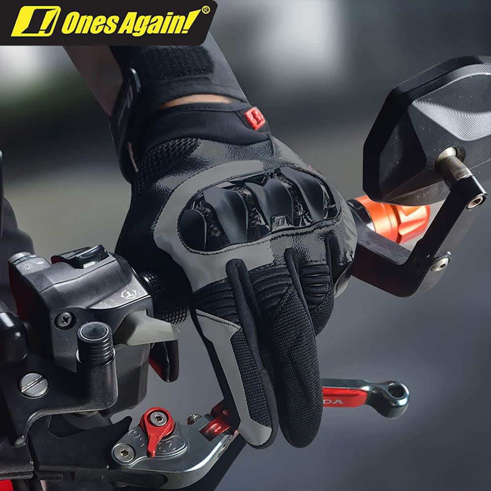 Guantes para moto ones again mg30 negro gris con protecciones touch