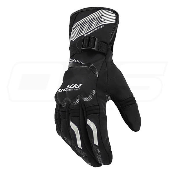 Guantes para moto largos madbike mad65 con protecciones touch invierno negro blanco
