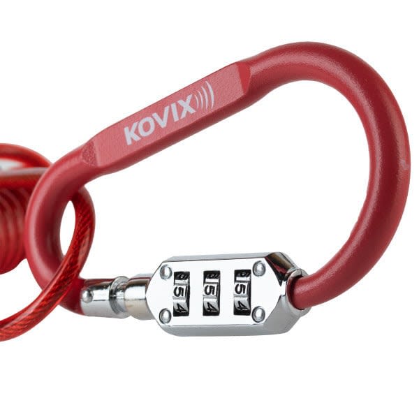 CANDADO KOVIX TIPO MOSQUETON CLAVE + CUERDA ACERO 100CM KHEL100-R